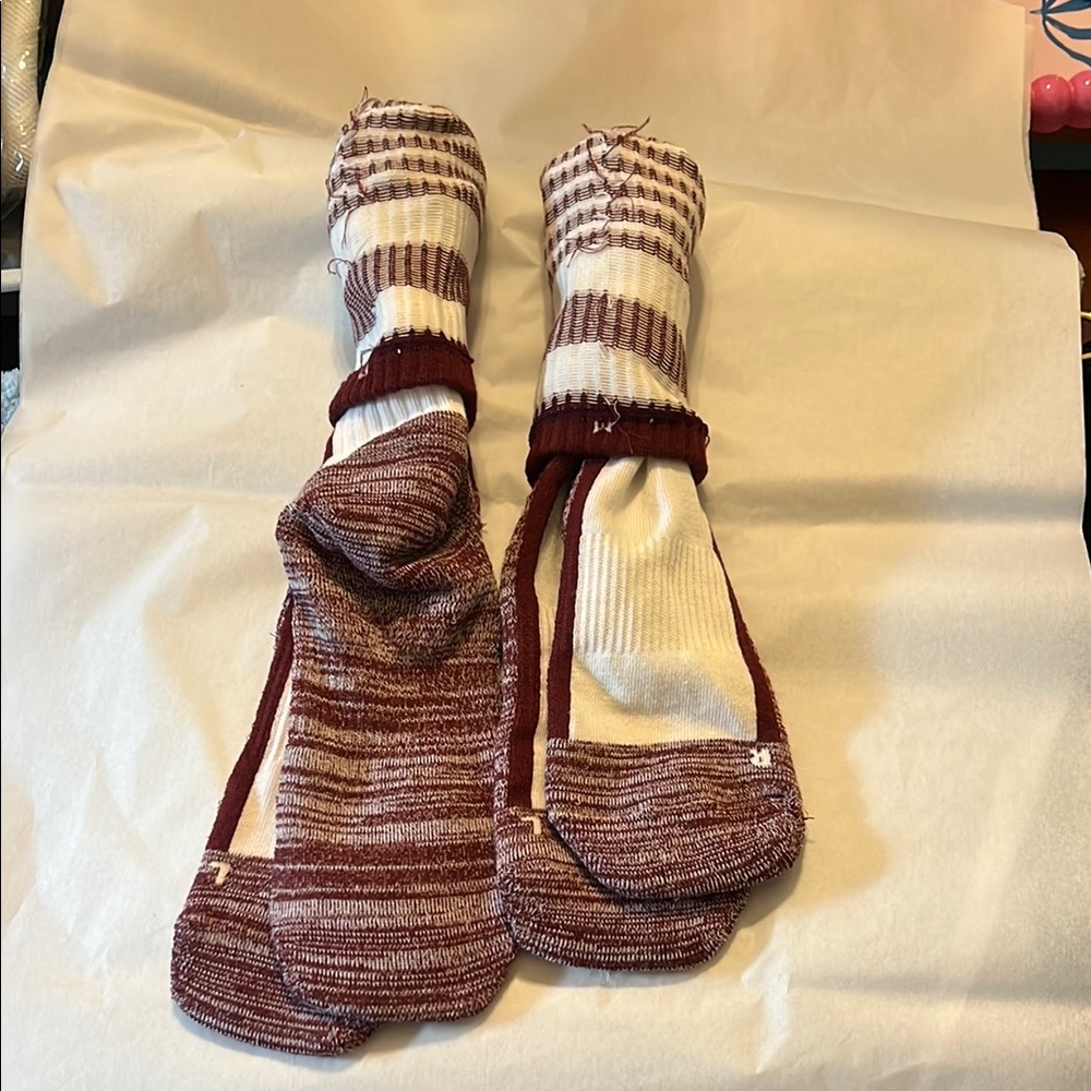 Striped Maroon and White Men's Socks